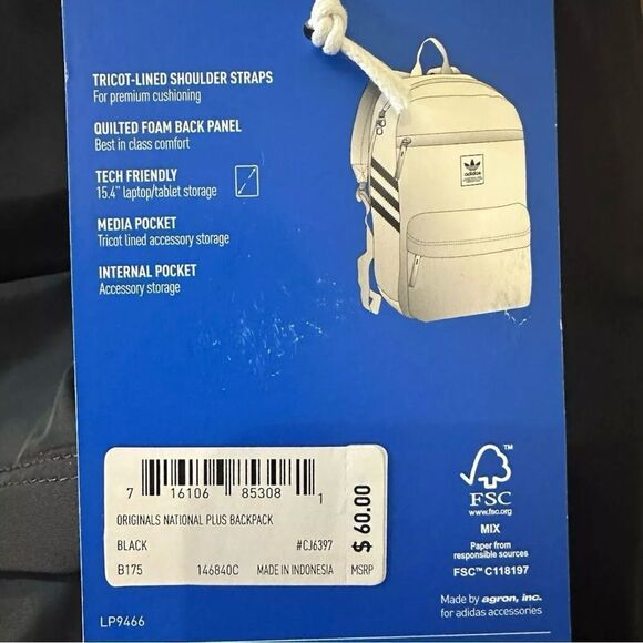 adidas Originals National Plus Black Backpack - Picture 14 of 14